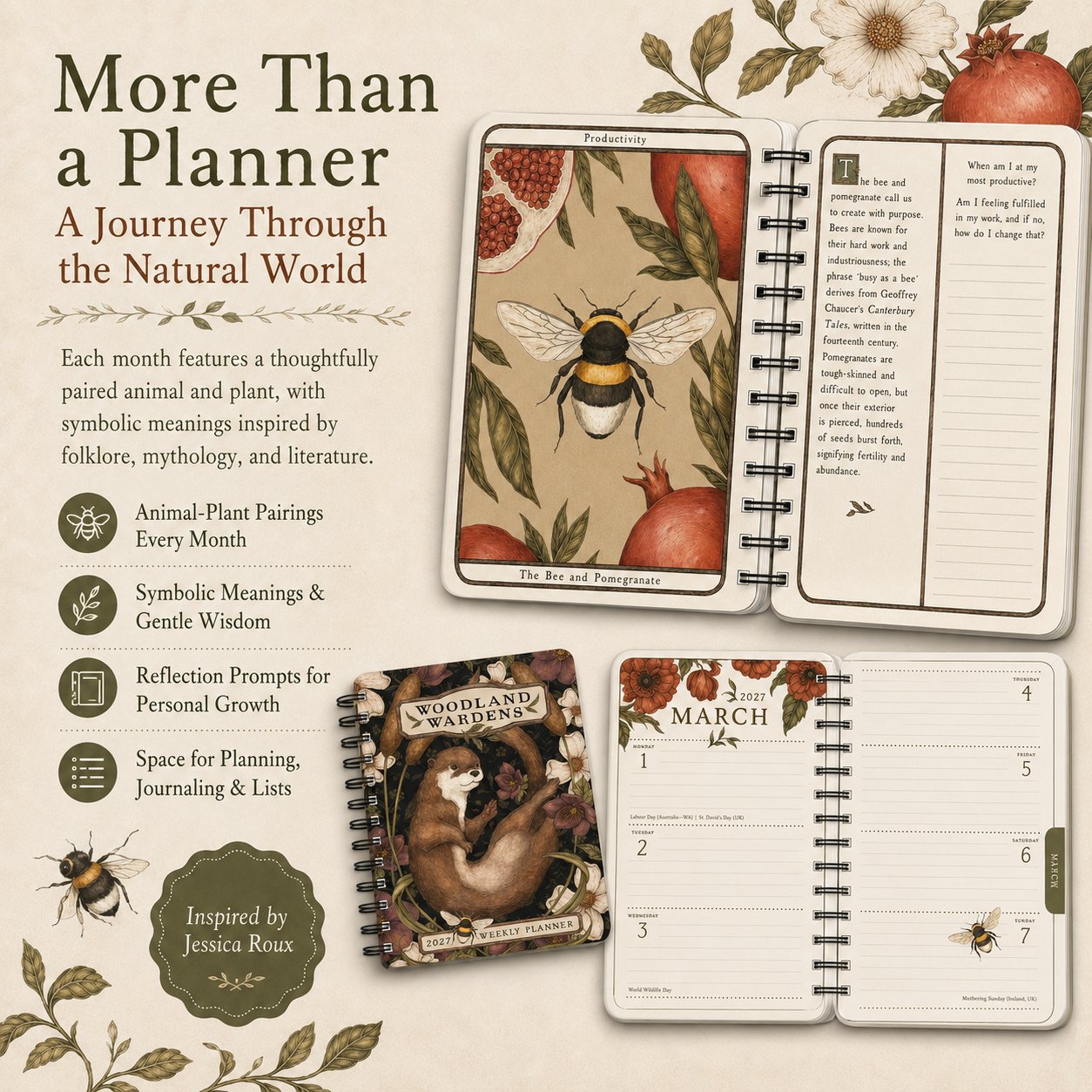 🌙Woodland Wardens 2027 Nature-Inspired Planner 🌿🦊–A Year of Nature's Wisdom & Intention