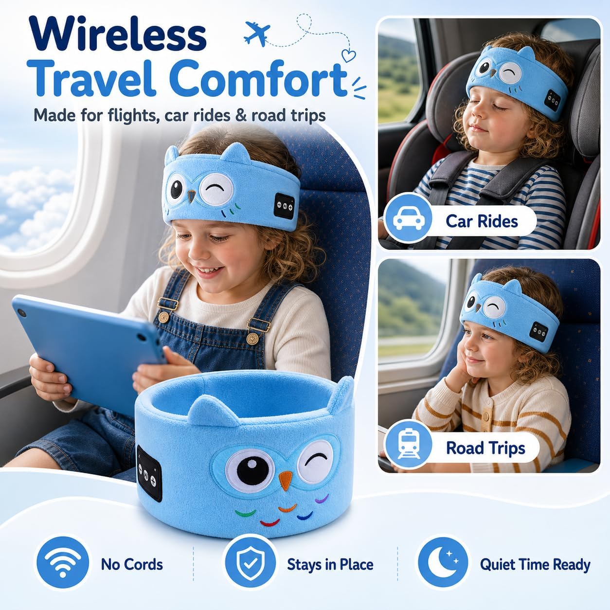 Kids Wireless Headphones, Over Ear Headphones for Children & Toddlers, with Thin Speakers & Super Soft Fleece Headband