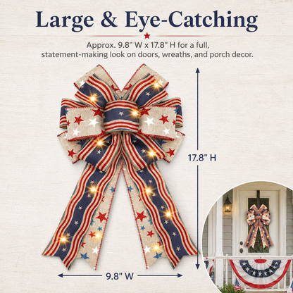 🔥 Buy 1 Get 1 Free🇺🇸 Patriotic Burlap Bow Rustic American Flag Wreath Decor