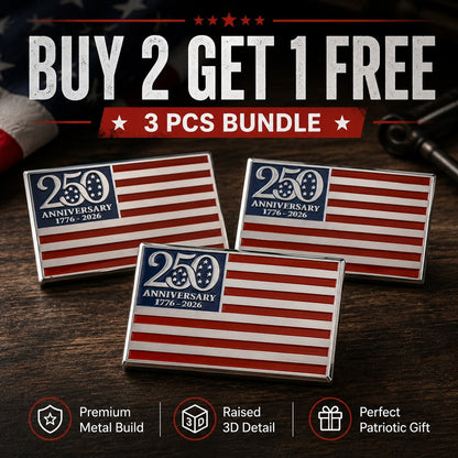 🇺🇸 250th Anniversary American Flag Metal Emblem (1776-2026)