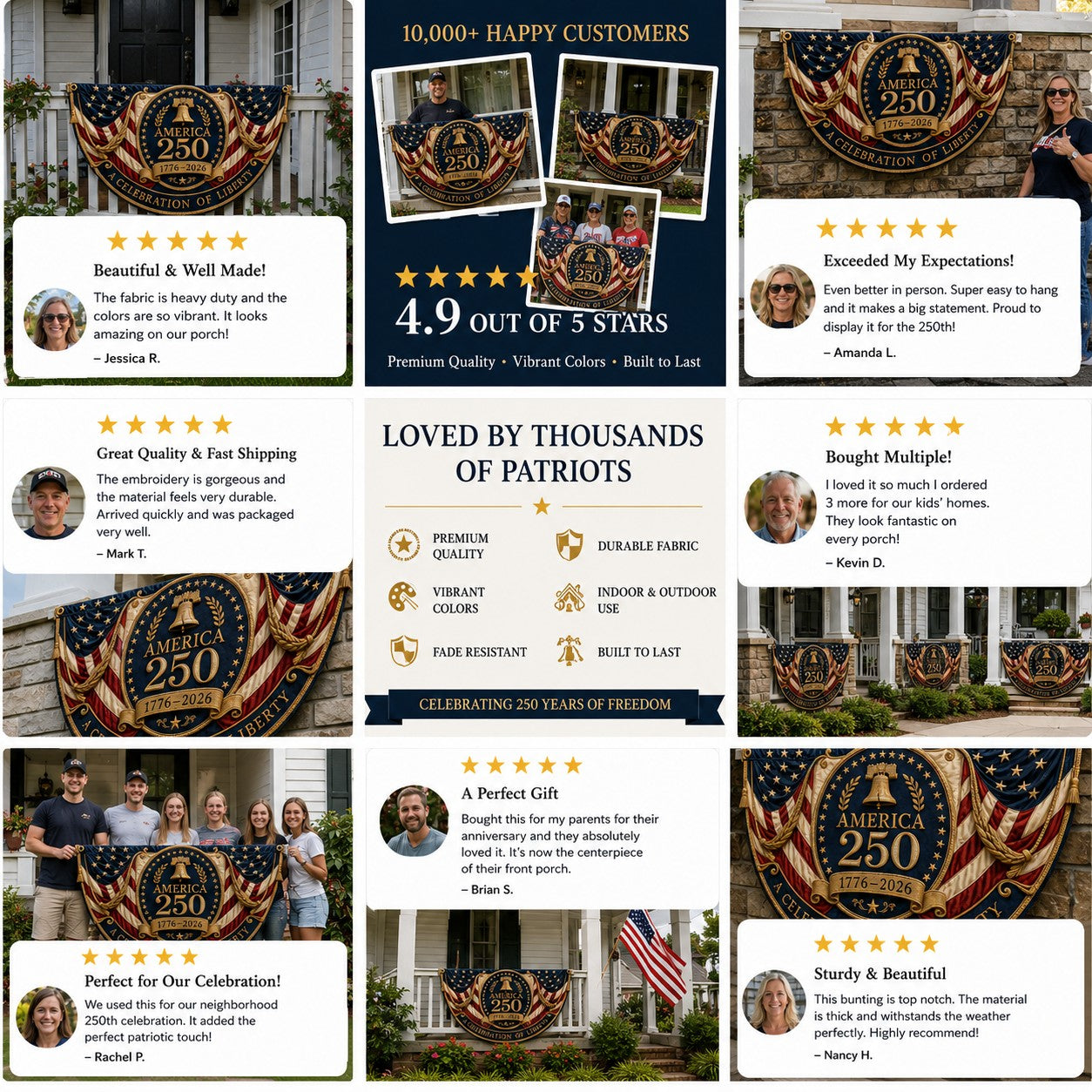 🇺🇸America 250th Anniversary Patriotic Fan Bunting Flag