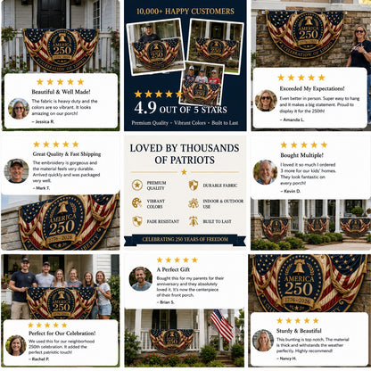 🇺🇸America 250th Anniversary Patriotic Fan Bunting Flag