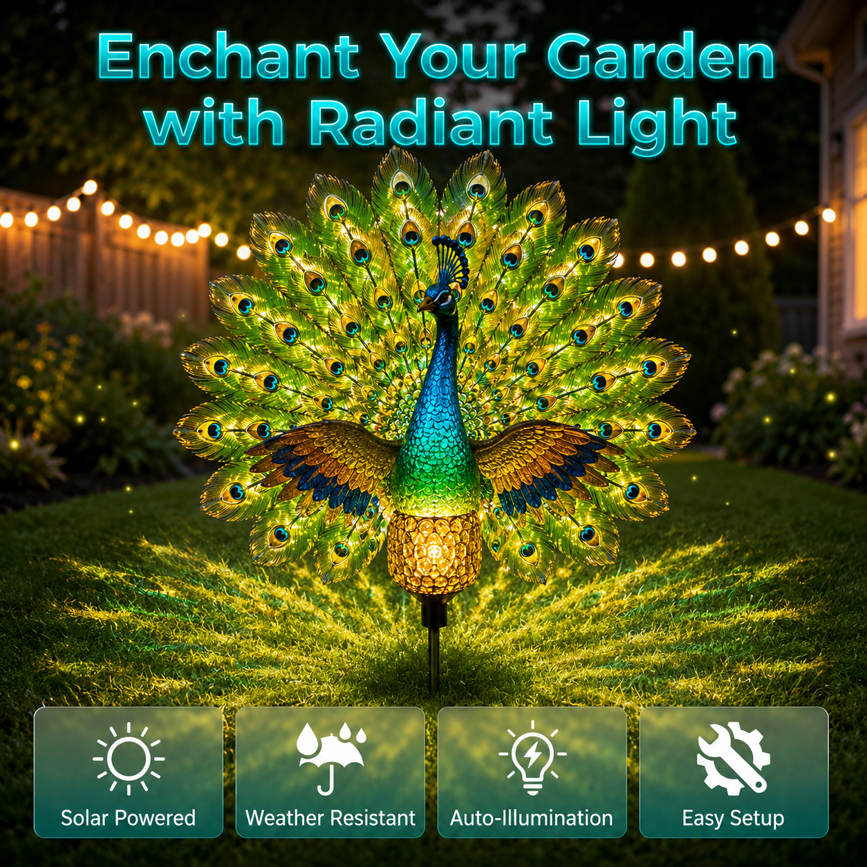 🔥 Last Day 58% OFF 🦚 Animated Solar Peacock Garden Sculpture