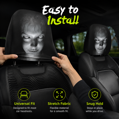 😆 Cartoon Car Headrest Covers 2 Pack Funny Auto Seat Decor Universal Fit 🚗