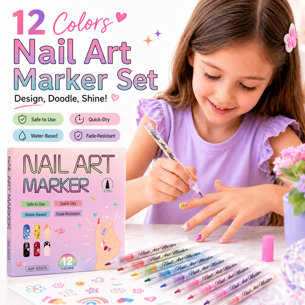 🔥 50K+ Sold!💅 Nail Art Pen Set – 12 Colors Ultra Fine DIY Manicure Drawing Tools ✨