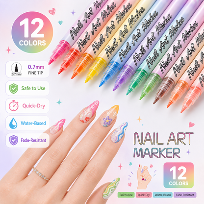 🔥 50K+ Sold!💅 Nail Art Pen Set – 12 Colors Ultra Fine DIY Manicure Drawing Tools ✨