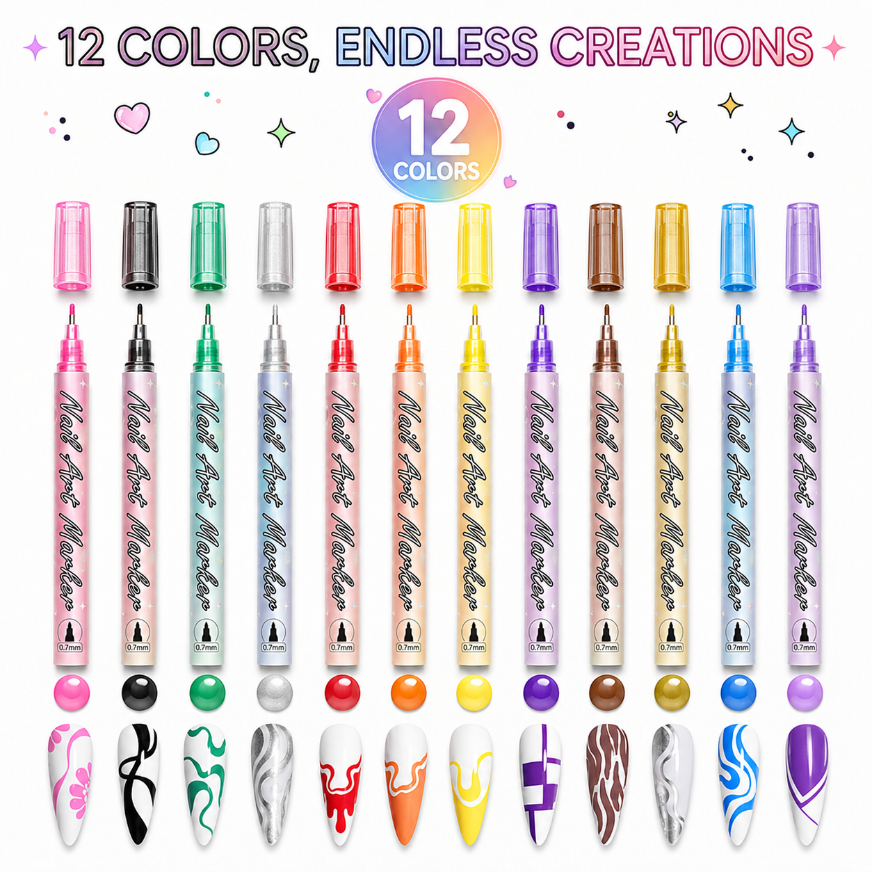 🔥 50K+ Sold!💅 Nail Art Pen Set – 12 Colors Ultra Fine DIY Manicure Drawing Tools ✨