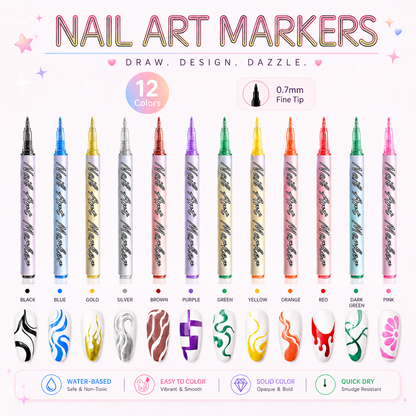 🔥 50K+ Sold!💅 Nail Art Pen Set – 12 Colors Ultra Fine DIY Manicure Drawing Tools ✨