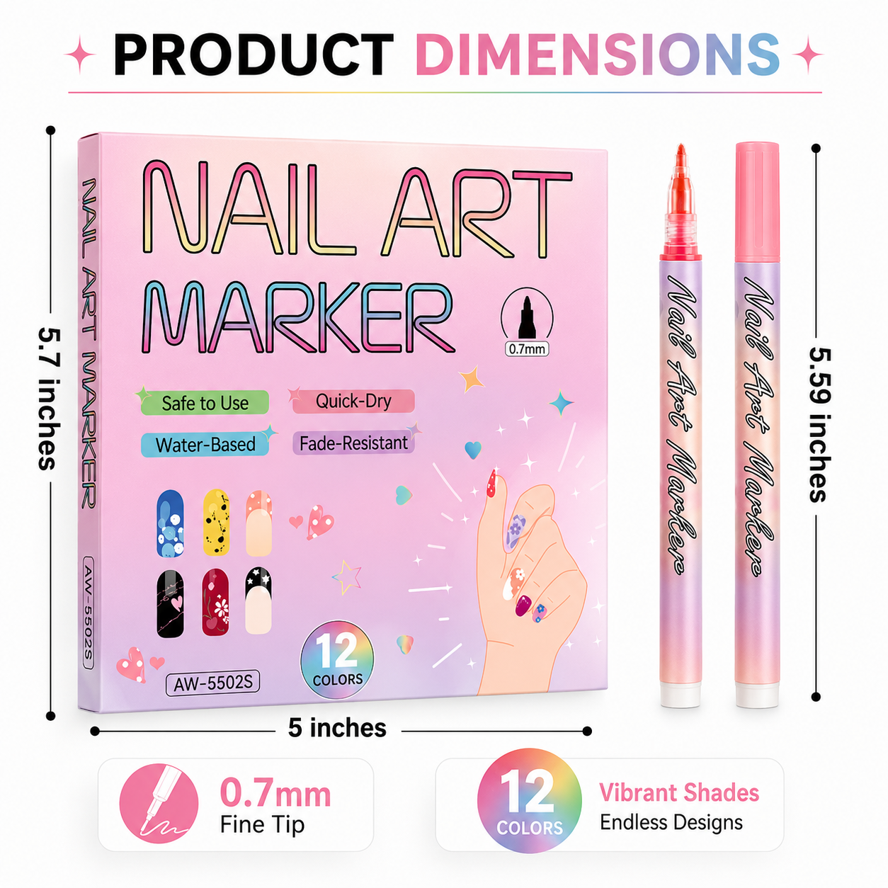 🔥 50K+ Sold!💅 Nail Art Pen Set – 12 Colors Ultra Fine DIY Manicure Drawing Tools ✨