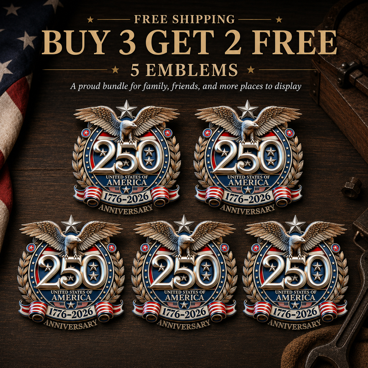 🇺🇸 250th Anniversary Sale - 250th Anniversary USA Eagle Metal Emblem