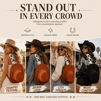 🎒🤠 Vintage Cowboy Hat-Shaped Backpack – Standout Western Style