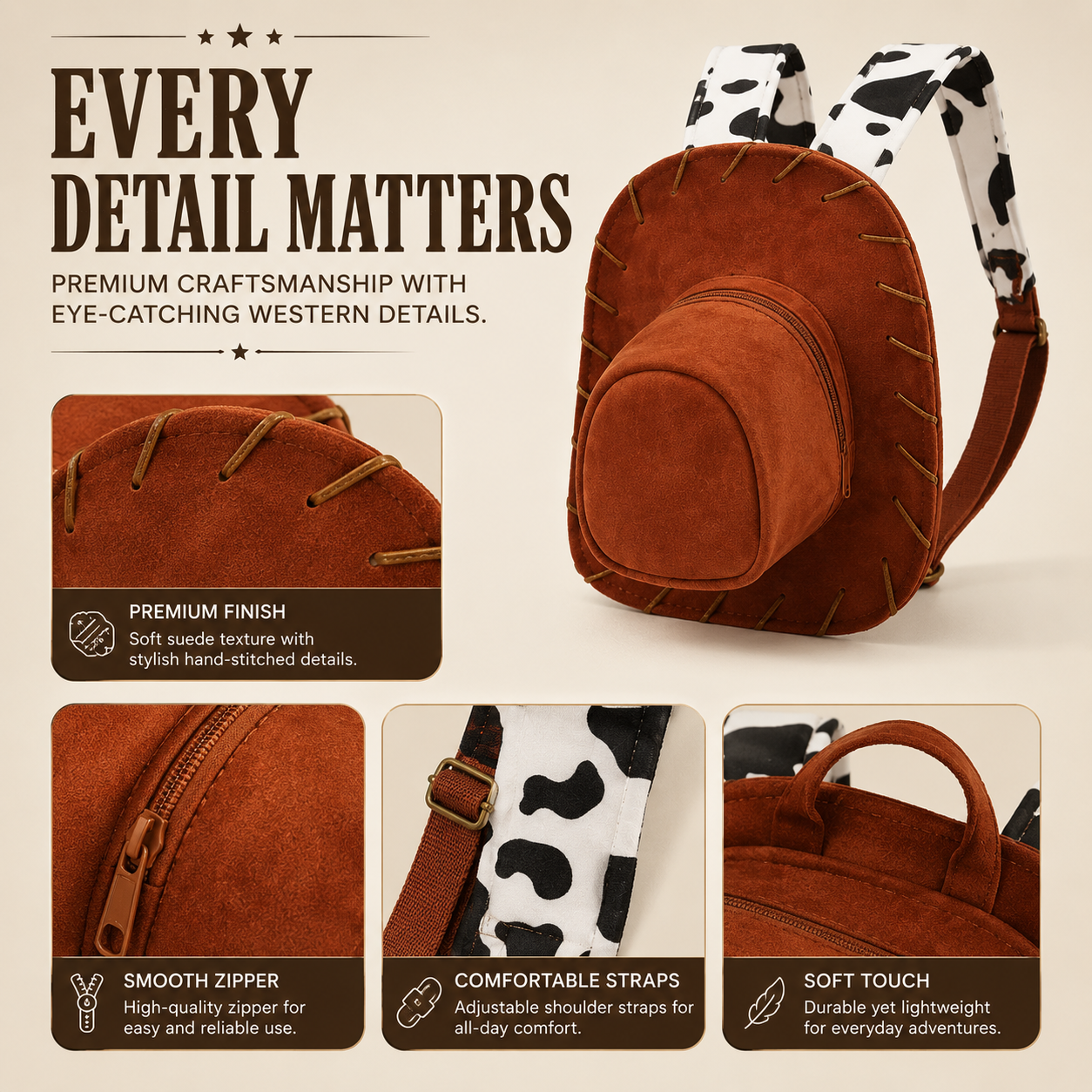 🎒🤠 Vintage Cowboy Hat-Shaped Backpack – Standout Western Style