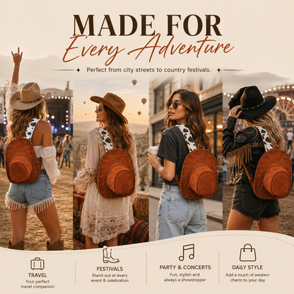 🎒🤠 Vintage Cowboy Hat-Shaped Backpack – Standout Western Style