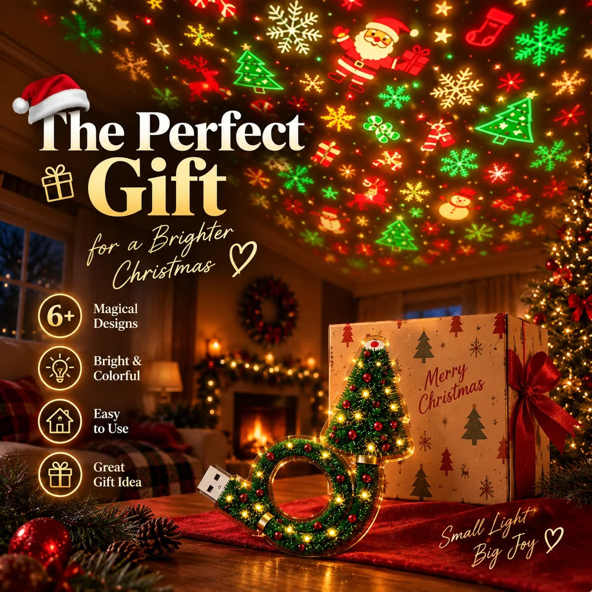 #1 Best-Seller 🔥🎄Christmas Ceiling Projector – 6 Magical Light Effects for Instant Holiday Magic ✨