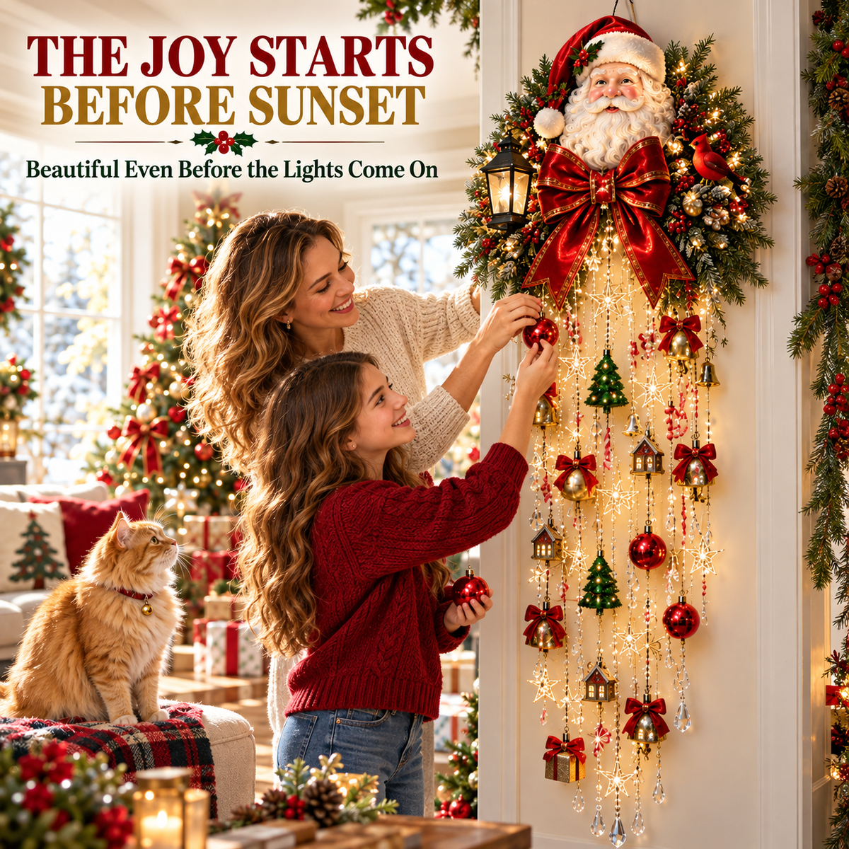 🎅✨ Christmas Magic Cascading Santa Wall Light – 🎅A Show-Stopping Holiday Display for Your Home 🎄🏠