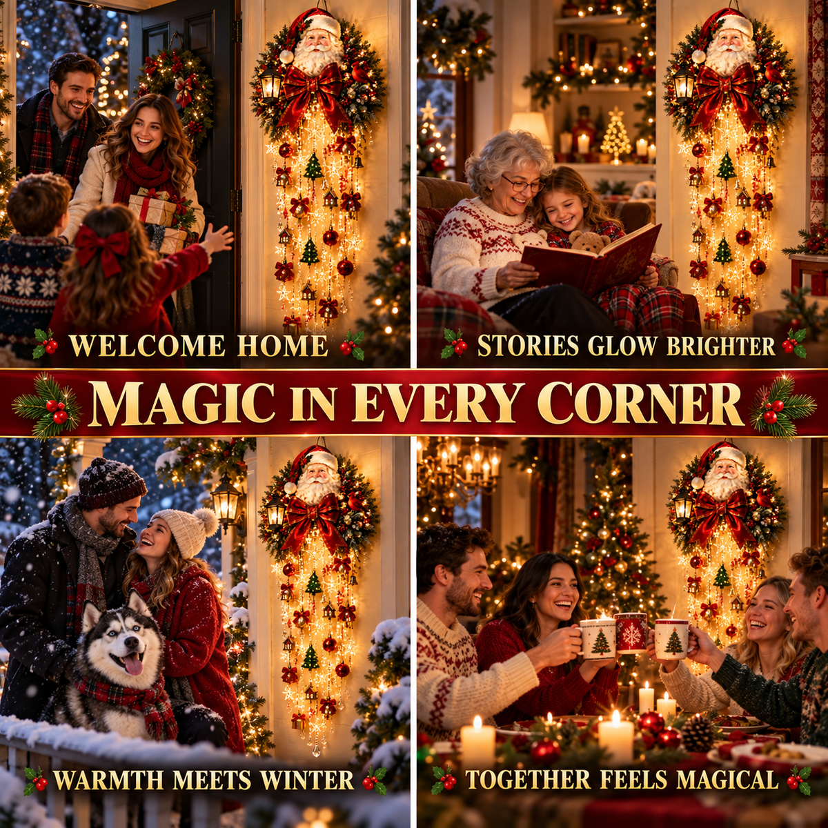 🎅✨ Christmas Magic Cascading Santa Wall Light – 🎅A Show-Stopping Holiday Display for Your Home 🎄🏠