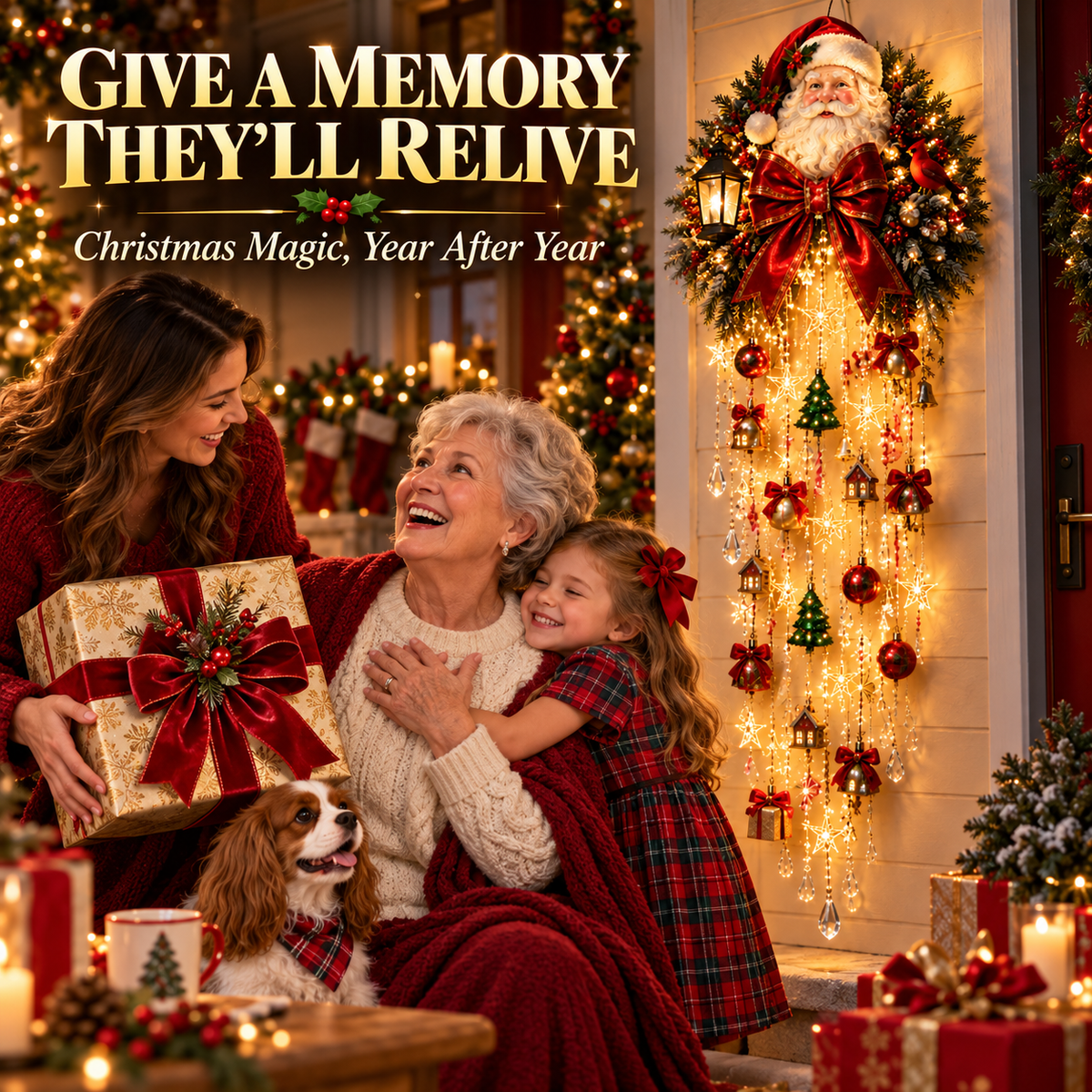 🎅✨ Christmas Magic Cascading Santa Wall Light – 🎅A Show-Stopping Holiday Display for Your Home 🎄🏠