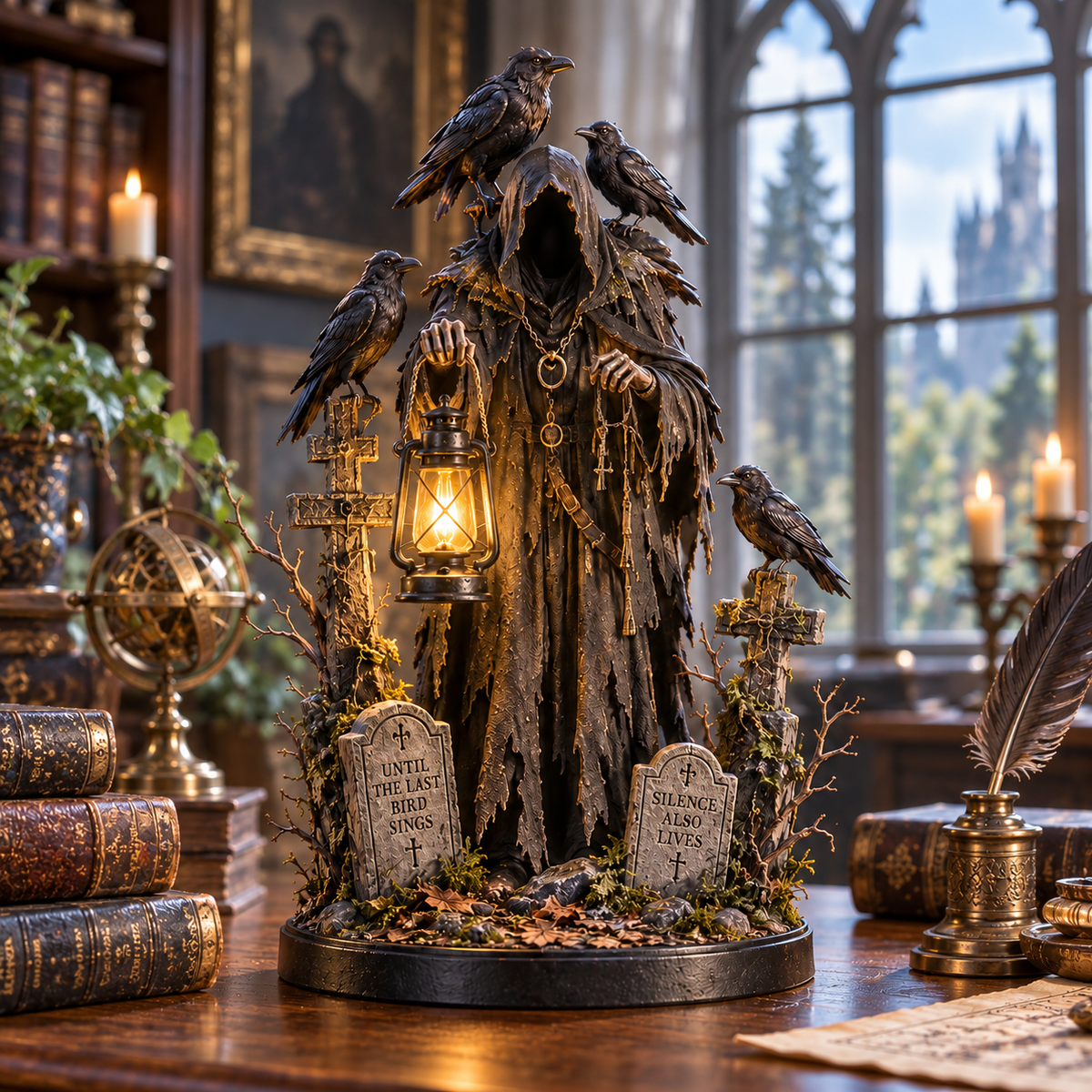 🔥 Last Day 50% OFF -🐦‍⬛ Keeper of the Last Light – Raven Guardian Lantern Statue