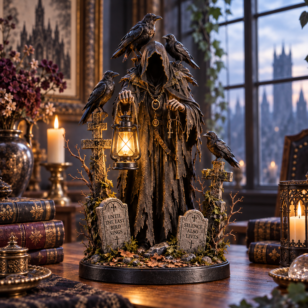 🔥 Last Day 50% OFF -🐦‍⬛ Keeper of the Last Light – Raven Guardian Lantern Statue