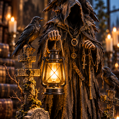 🔥 Last Day 50% OFF -🐦‍⬛ Keeper of the Last Light – Raven Guardian Lantern Statue