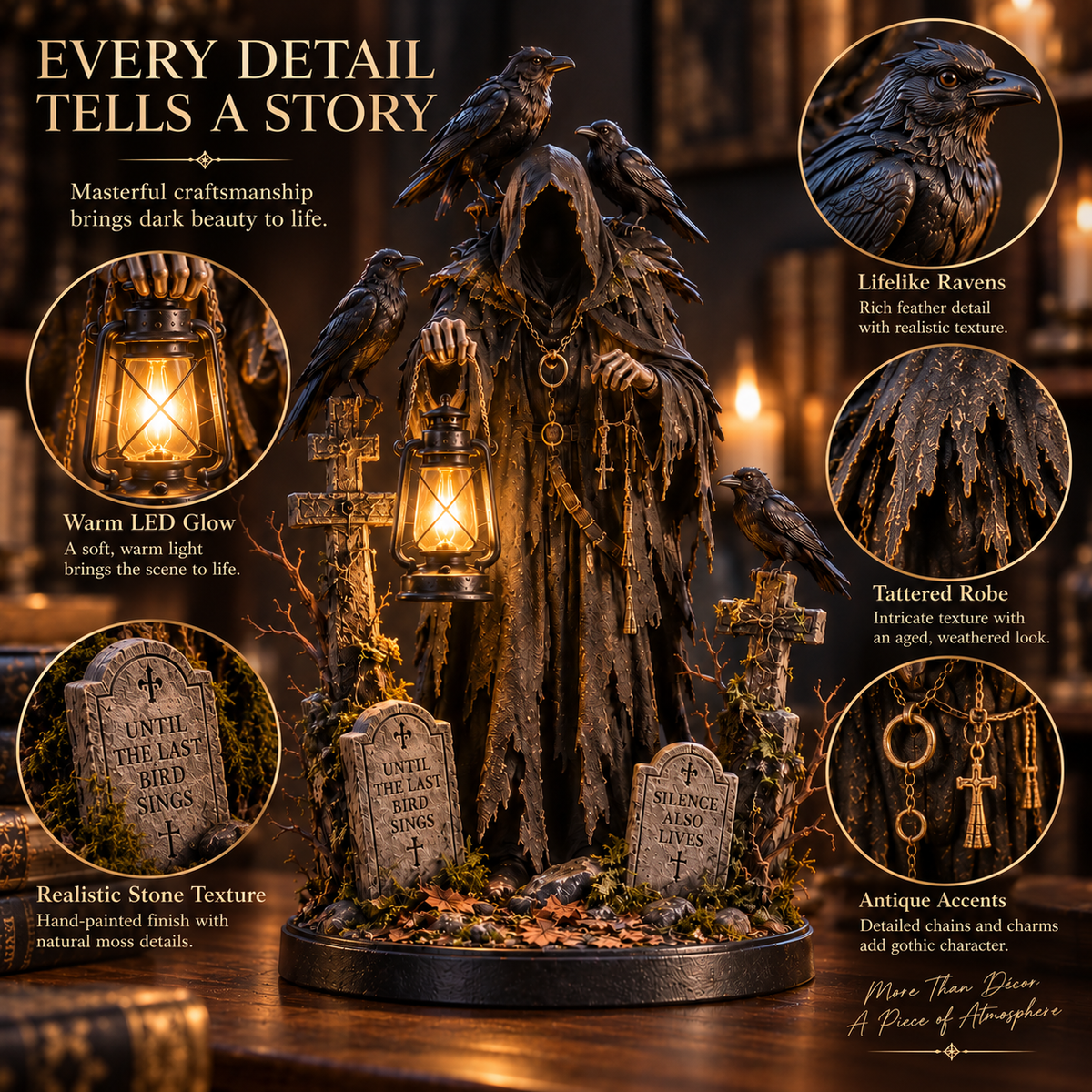 🔥 Last Day 50% OFF -🐦‍⬛ Keeper of the Last Light – Raven Guardian Lantern Statue