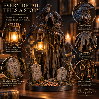🔥 Last Day 50% OFF -🐦‍⬛ Keeper of the Last Light – Raven Guardian Lantern Statue