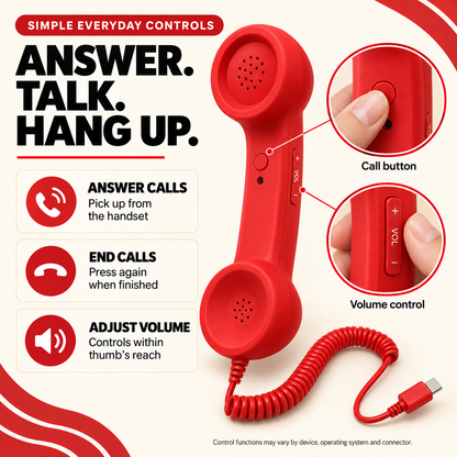 💥Hot Sale 50% Off -☎️ Retro Wired Phone Handset for Smartphones