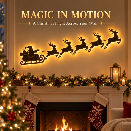 🔥LAST DAY 49% OFF -🎅Santa’s Glowing Reindeer Flight Wall Decor