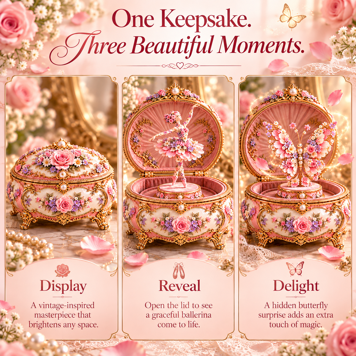 🦋🌸 50% OFF Floral Ballerina Music Box – A Romantic Keepsake With a Magical Butterfly Reveal