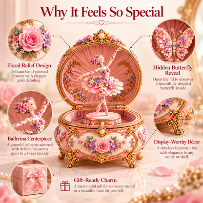 🦋🌸 50% OFF Floral Ballerina Music Box – A Romantic Keepsake With a Magical Butterfly Reveal