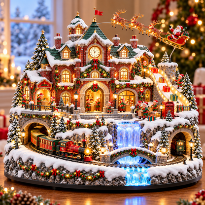 🎅 Santa’s North Pole Post Office™ – Lighted & Animated Christmas Village with Moving Train, Santa’s Sleigh & Glowing Waterfall ✨