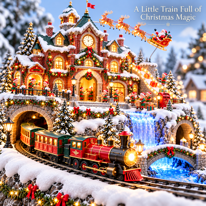 🎅 Santa’s North Pole Post Office™ – Lighted & Animated Christmas Village with Moving Train, Santa’s Sleigh & Glowing Waterfall ✨