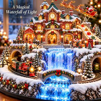 🎅 Santa’s North Pole Post Office™ – Lighted & Animated Christmas Village with Moving Train, Santa’s Sleigh & Glowing Waterfall ✨