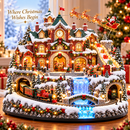 🎅 Santa’s North Pole Post Office™ – Lighted & Animated Christmas Village with Moving Train, Santa’s Sleigh & Glowing Waterfall ✨