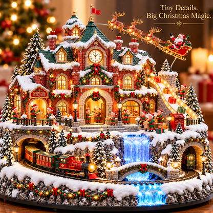 🎅 Santa’s North Pole Post Office™ – Lighted & Animated Christmas Village with Moving Train, Santa’s Sleigh & Glowing Waterfall ✨