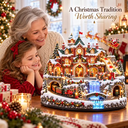 🎅 Santa’s North Pole Post Office™ – Lighted & Animated Christmas Village with Moving Train, Santa’s Sleigh & Glowing Waterfall ✨