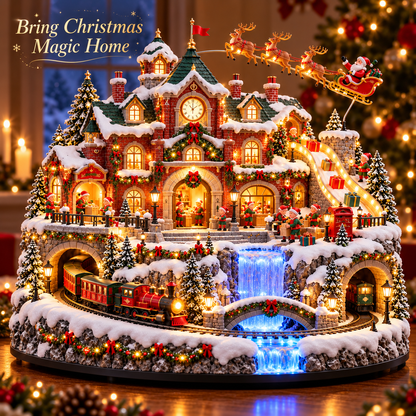 🎅 Santa’s North Pole Post Office™ – Lighted & Animated Christmas Village with Moving Train, Santa’s Sleigh & Glowing Waterfall ✨