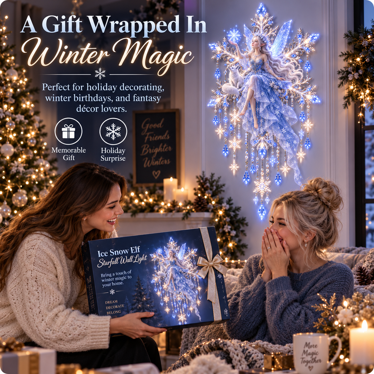 🔥 LAST DAY 49% OFF ❄️Ice Snow Elf Starfall Wall Light