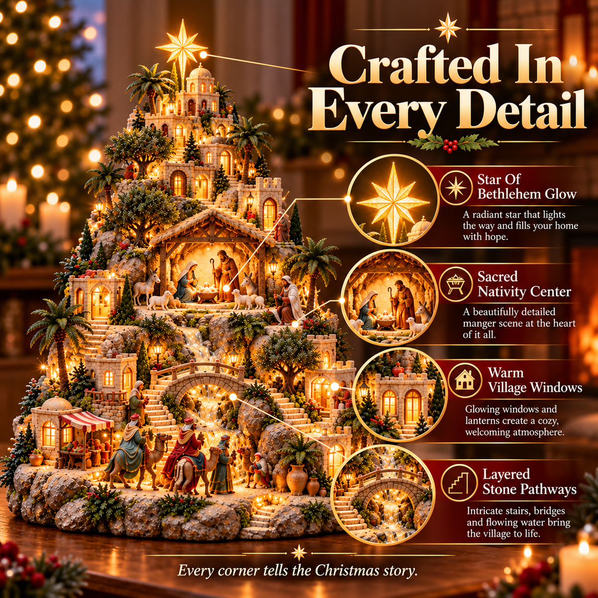 🎄 Last Day 50% OFF-✨ Lighted Bethlehem Nativity Village — A Glowing Christmas Story of Faith & Hope ✝️