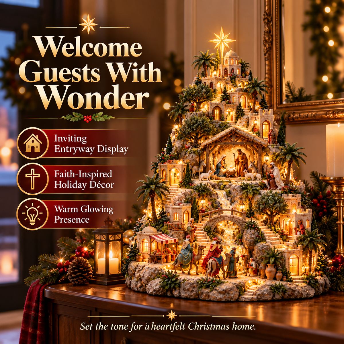 🎄 Last Day 50% OFF-✨ Lighted Bethlehem Nativity Village — A Glowing Christmas Story of Faith & Hope ✝️