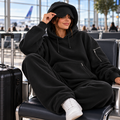 ✈️ Women's Cozy Travel Hoodie - Built-In Eye Mask & Hidden Zip Pockets