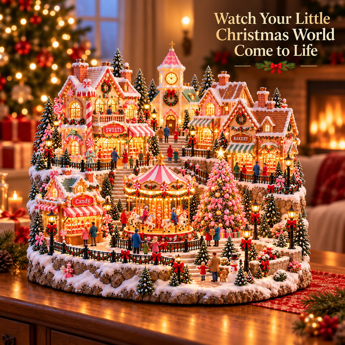 ✨ HOT SALE 49% OFF✨🎄"Candy-Bright" Christmas Market | Illuminated Miniature Christmas Town ✨