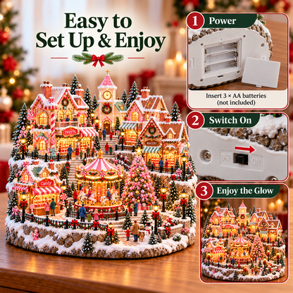 ✨ HOT SALE 49% OFF✨🎄"Candy-Bright" Christmas Market | Illuminated Miniature Christmas Town ✨