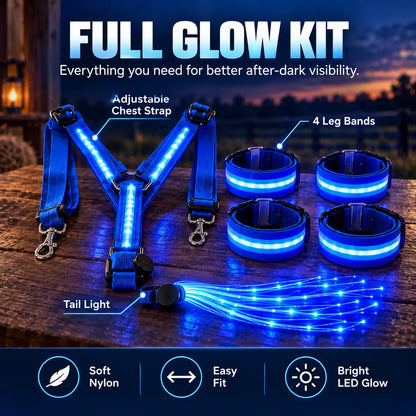 🎁LED Horse Glow Kit – High-Visibility Light-Up Gear for Night Riding, Adjustable & 3 Light Modes