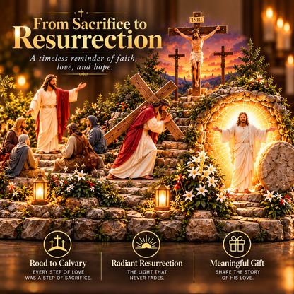 🔥 LAST DAY 49% OFF -✝️✨ The Journey of Jesus™ – Lighted 3D Biblical Story Centerpiece | Six Sacred Moments of Faith