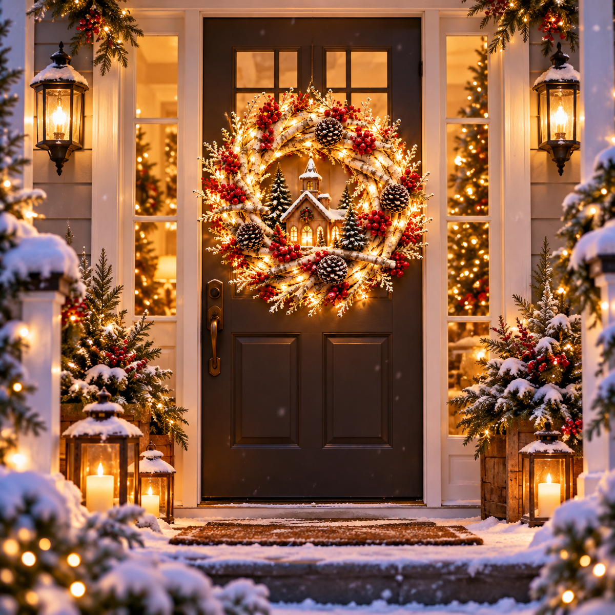 🔥 LAST DAY 49% OFF 🔥 Snowy Birch Cardinal Wreath™ – Lighted Christmas Door Wreath with Paired Red Cardinals, Berries & Pinecones ❤️🎄✨