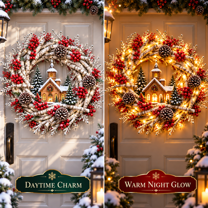 🔥 LAST DAY 49% OFF 🔥 Snowy Birch Cardinal Wreath™ – Lighted Christmas Door Wreath with Paired Red Cardinals, Berries & Pinecones ❤️🎄✨
