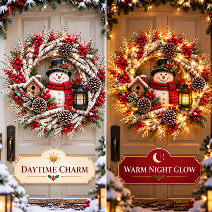 🔥 LAST DAY 49% OFF 🔥 Snowy Birch Cardinal Wreath™ – Lighted Christmas Door Wreath with Paired Red Cardinals, Berries & Pinecones ❤️🎄✨