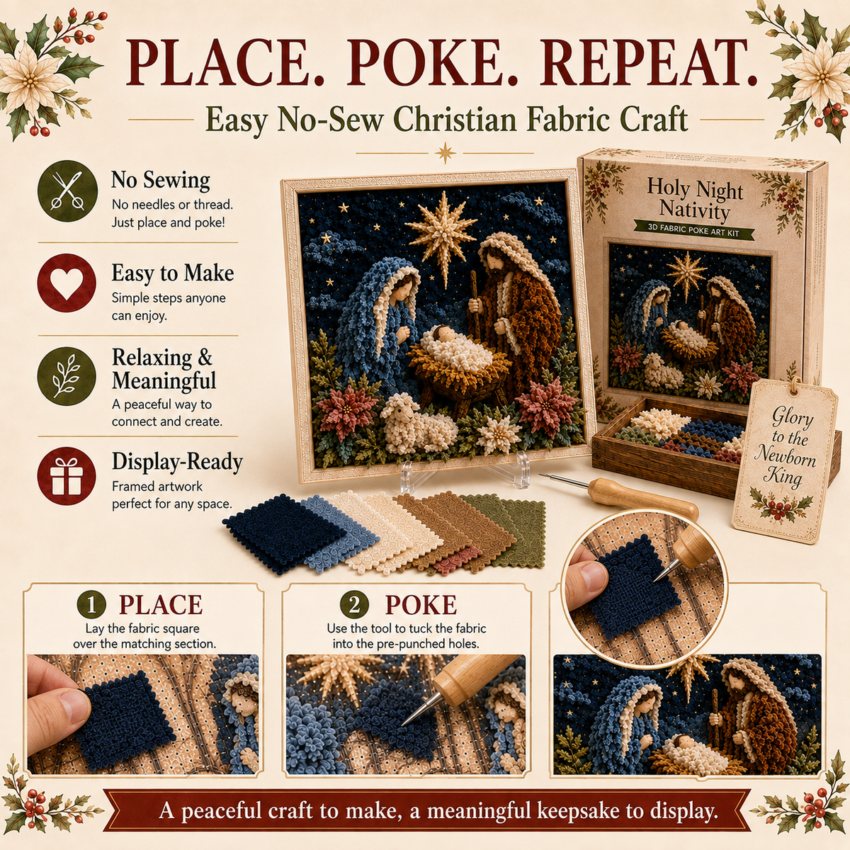 3D Christian Fabric Poke Art Kit