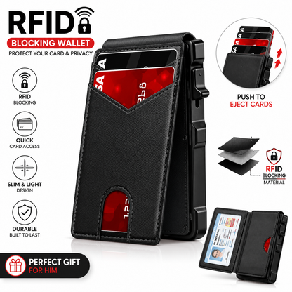 🔥New RFID Blocking Minimalist Pop-Up Wallet | One-Second Card Eject Design & Ultra Slim Pocket Wallet